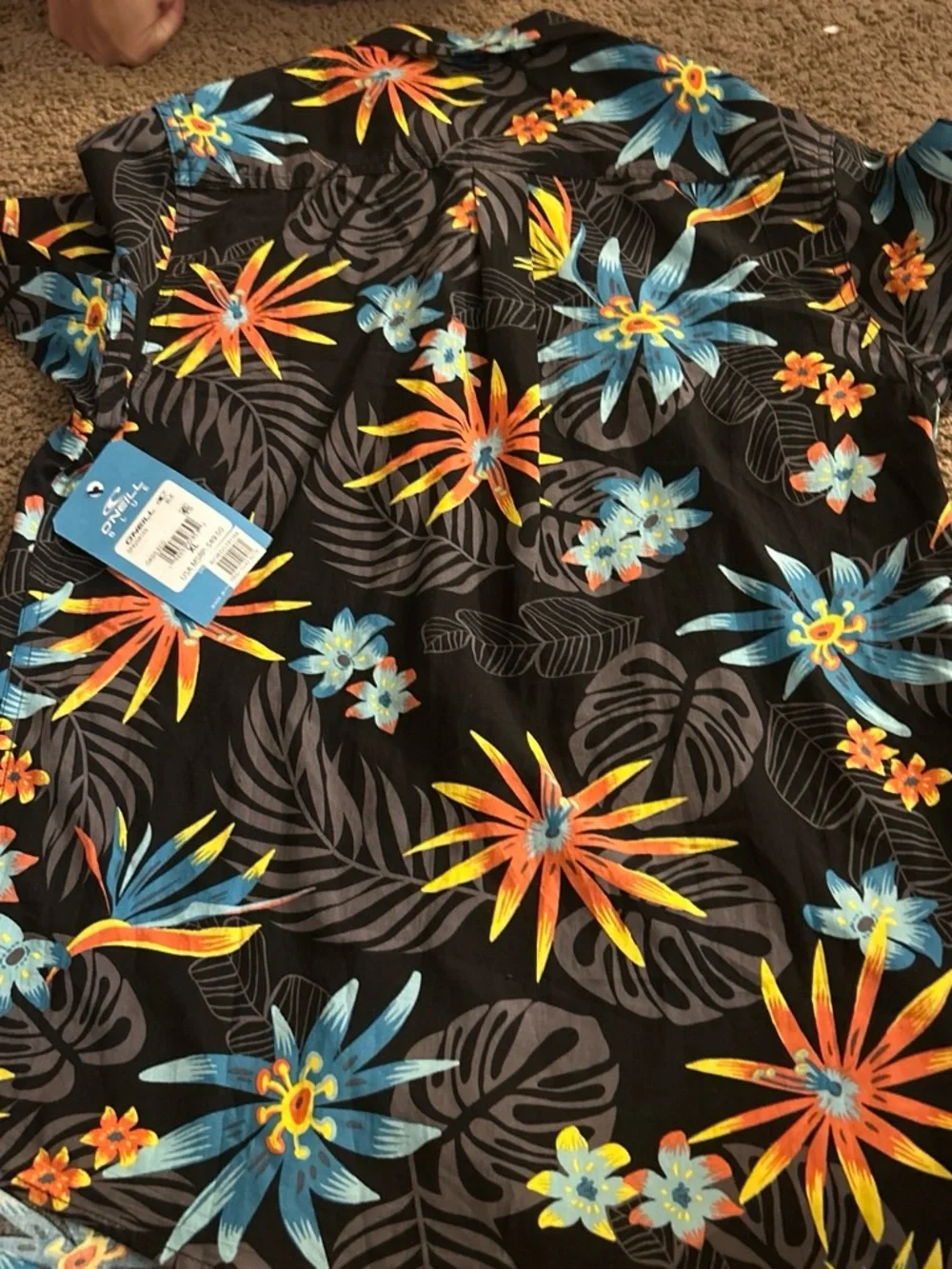 O'Neill Black Swim Cover-Up with Teal & Orange Floral Print